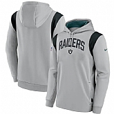 Men's Las Vegas Raiders Gray Sideline Stack Performance Pullover Hoodie,baseball caps,new era cap wholesale,wholesale hats